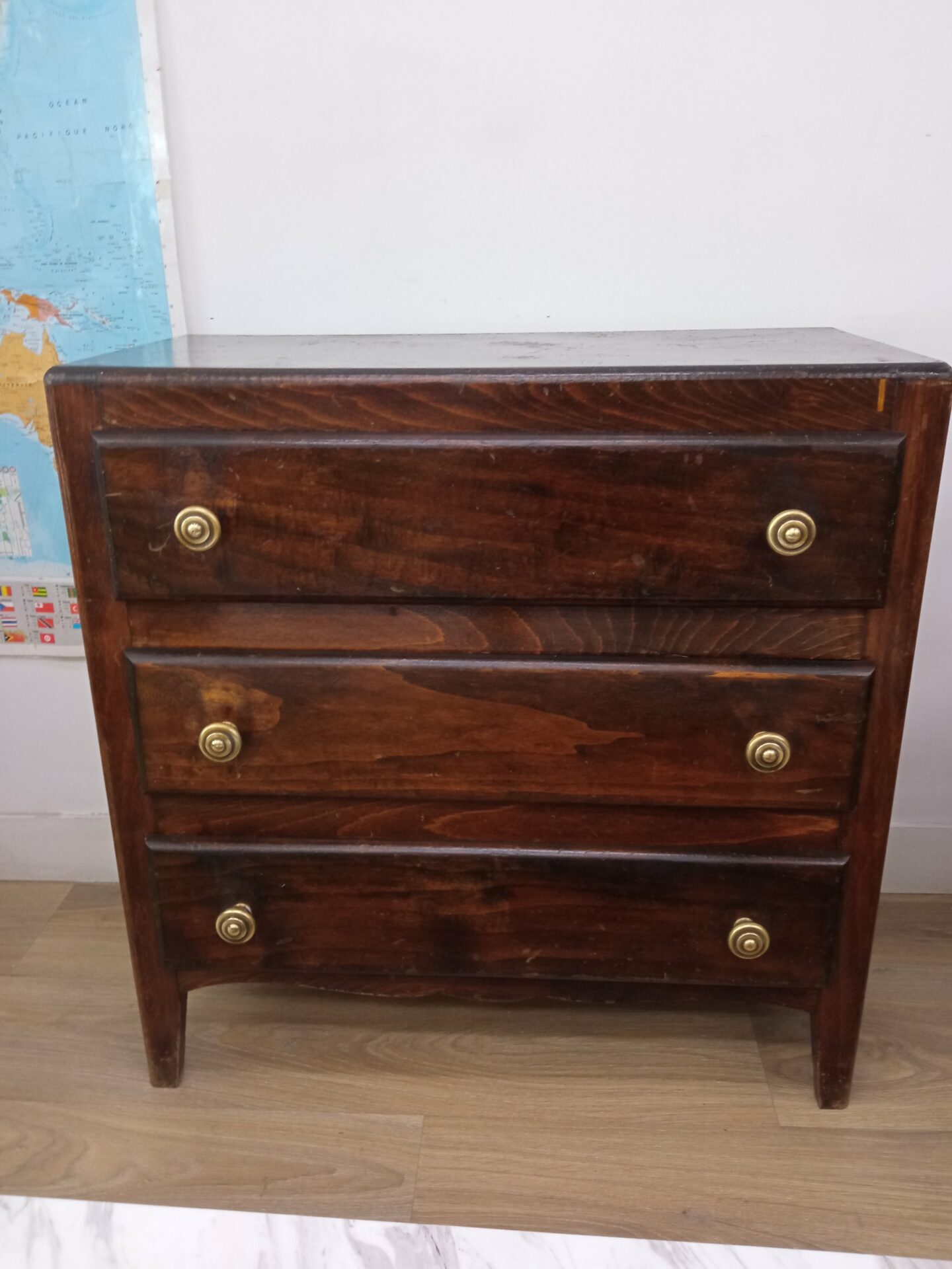 Commode vintage 3 tiroirs bois – Image 5