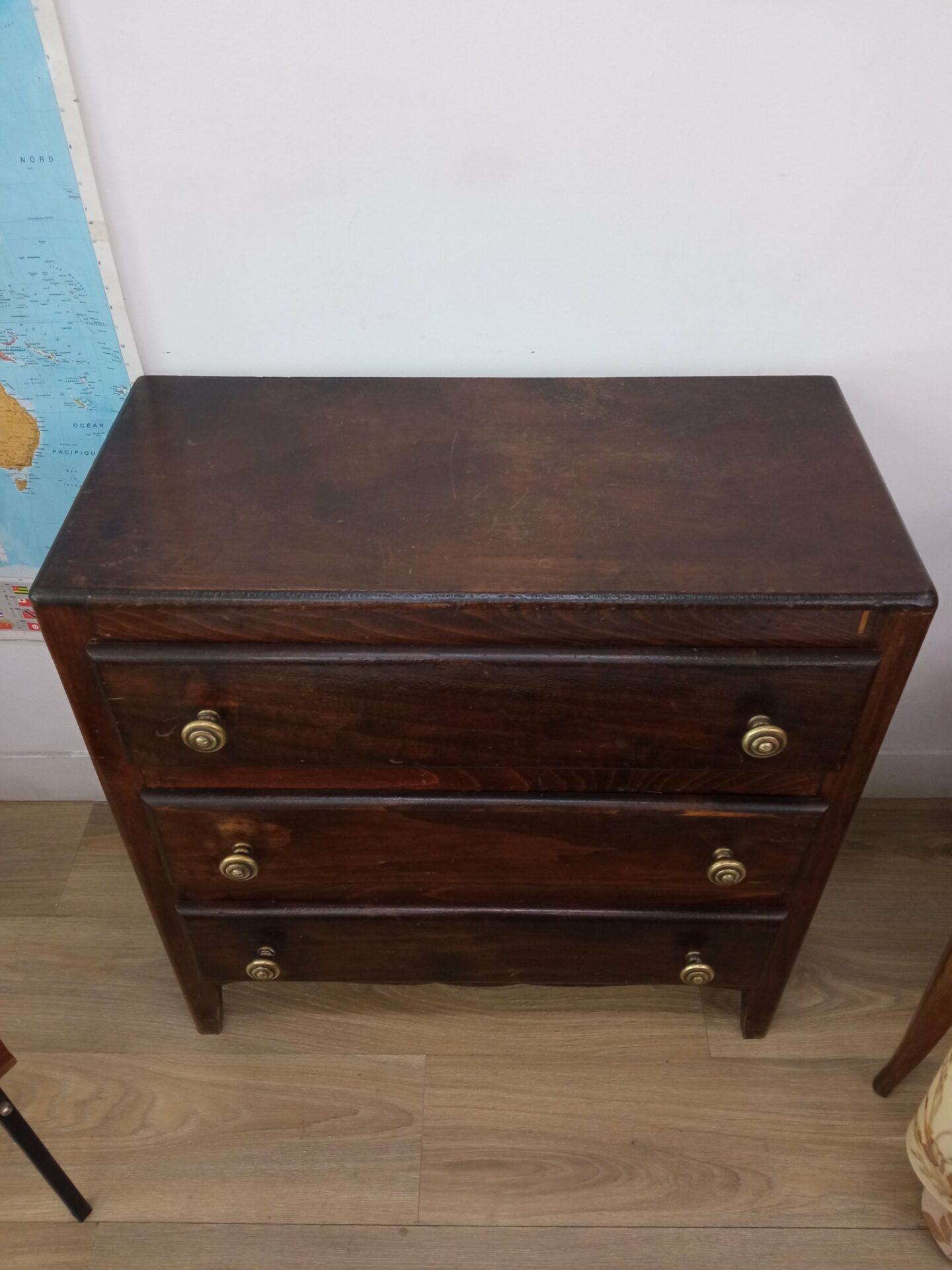 Commode vintage 3 tiroirs bois – Image 3
