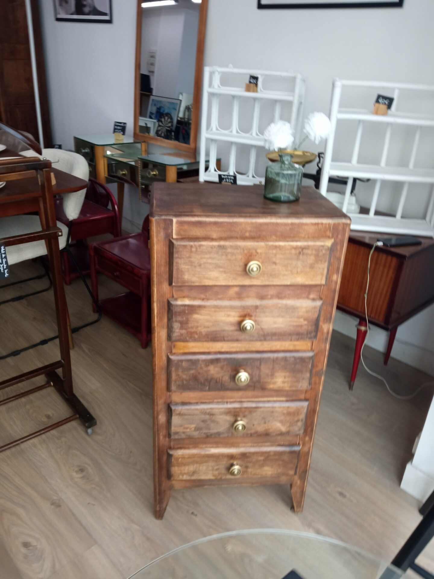 Chiffonnier en bois rustique ancien – Image 2