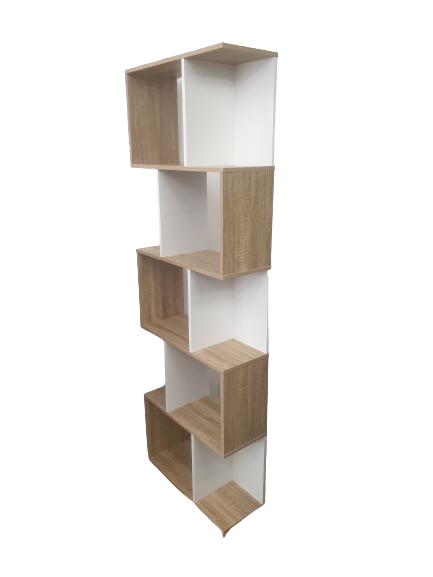 étagère de rangement couleur blanche et bois