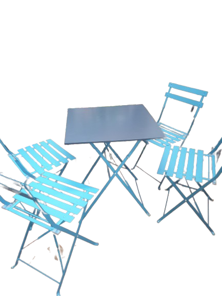 Table d'extérieur en métal et 4 chaises pliantes