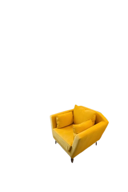 Grand fauteuil velours jaune neuf