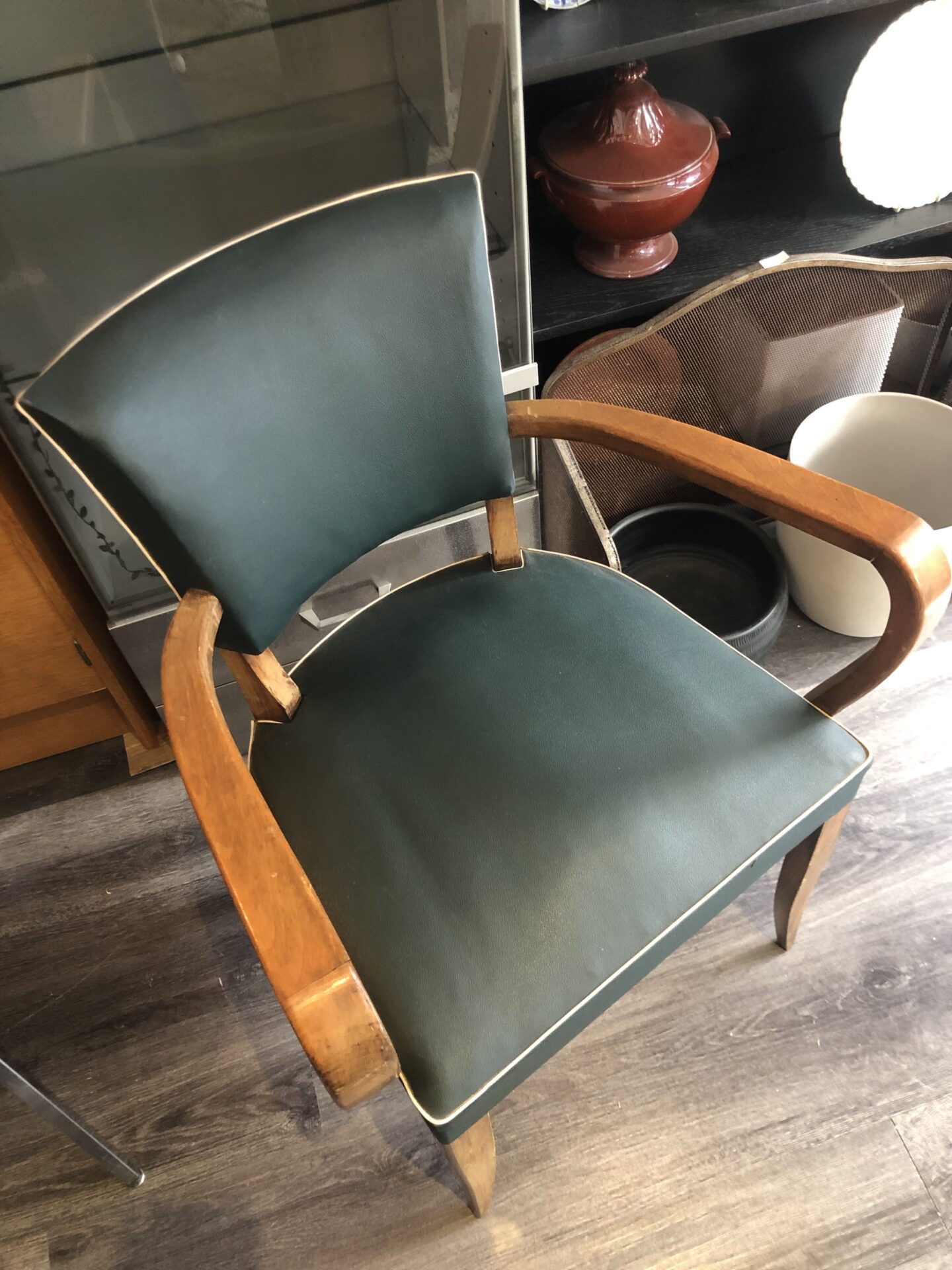 2 fauteuils de bridge vert et liseret blanc – Image 4