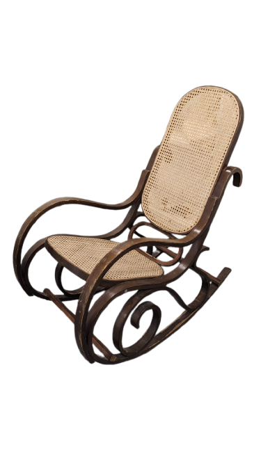 Fauteuil à bascule bois et cannage