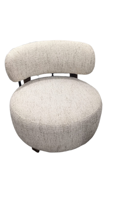 Fauteuil Platon noyer et tissu chiné réparé