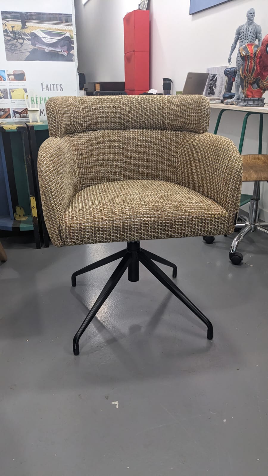 Chaise de bureau BARON tweed jaune Miami – Image 2