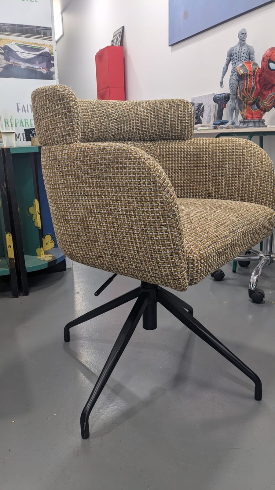 Chaise de bureau BARON tweed jaune Miami – Image 3