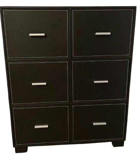 Commode en simili cuir marron