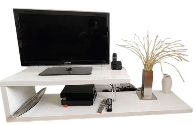 banc télé laqué blanc design
