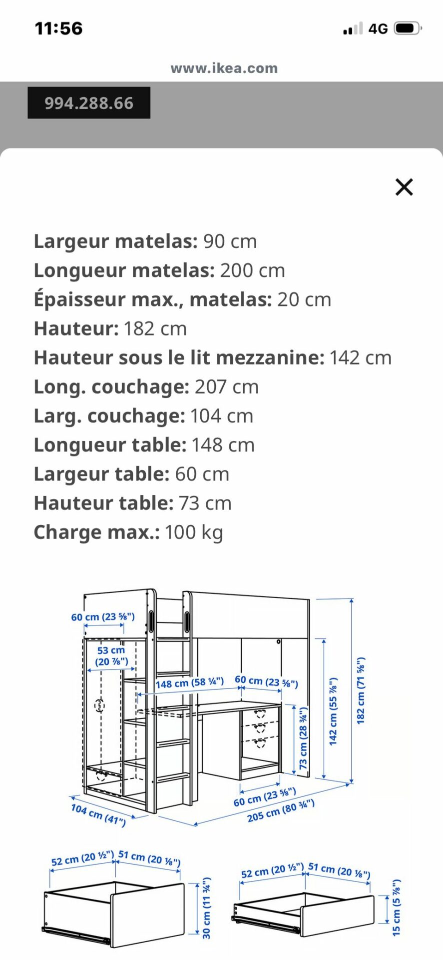 Lit bureau IKEA SMASTAD – Image 4