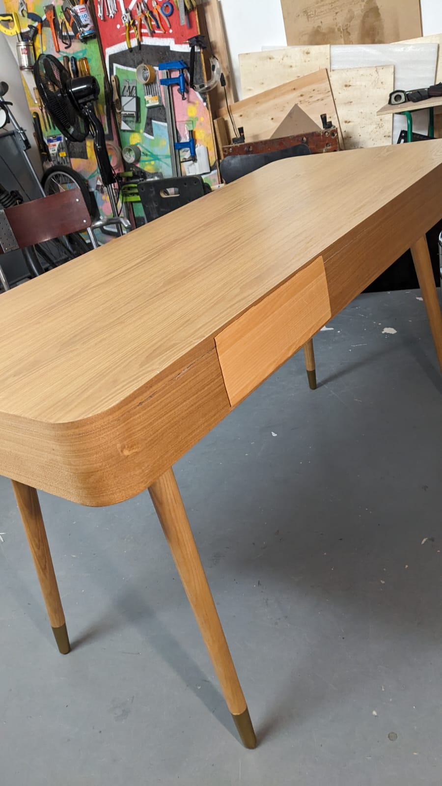 Bureau, Bois naturel & métal doré VINYLE – Image 7