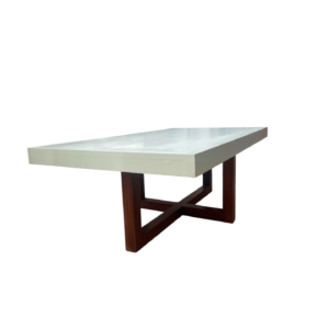 Table basse bois, plateau « menthe à l’eau »