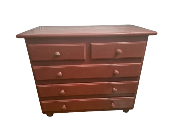 Commode en chêne massif rouge brique / terracotta