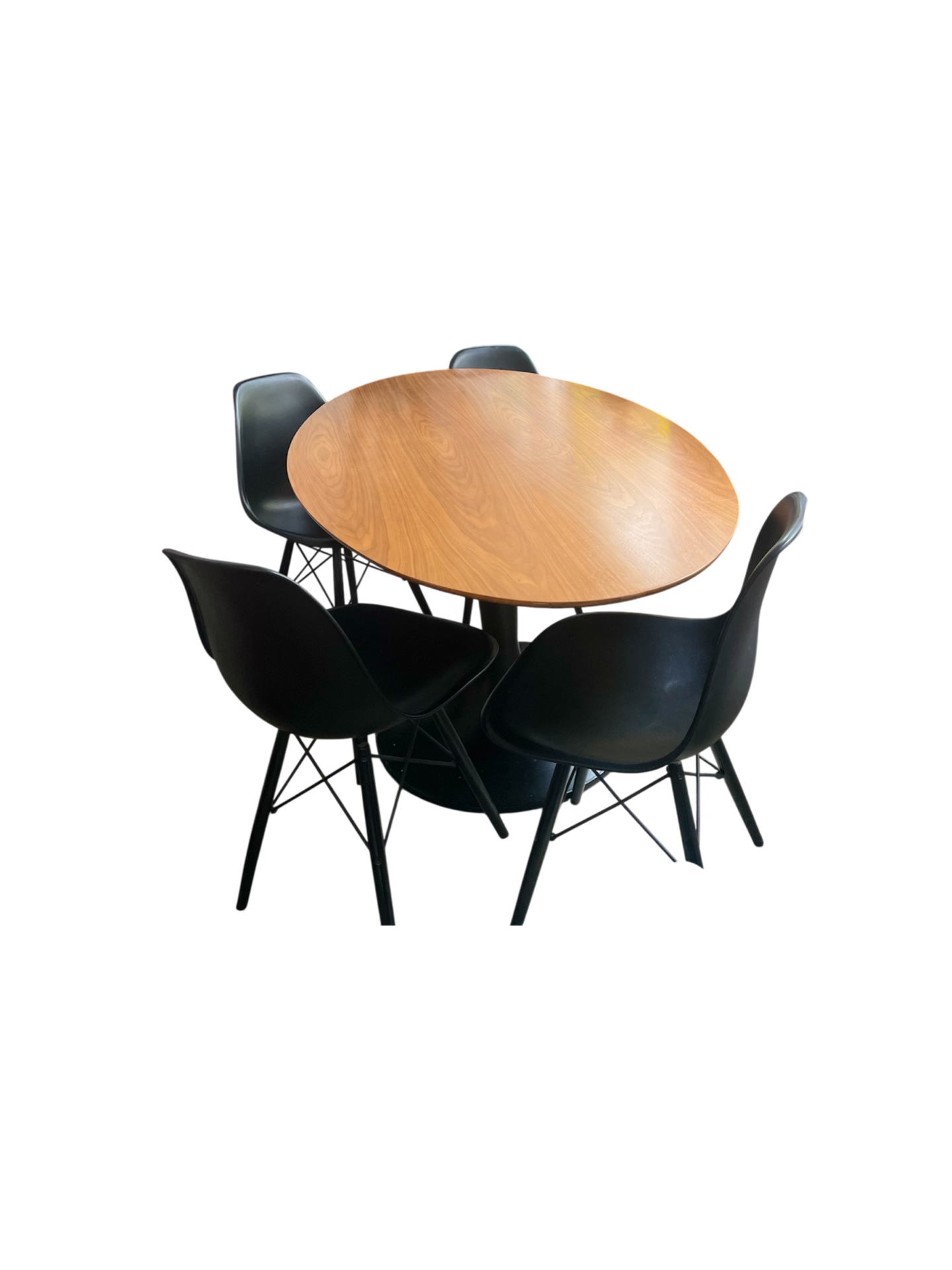 Grande table de salle à manger ovale avec pied central noir