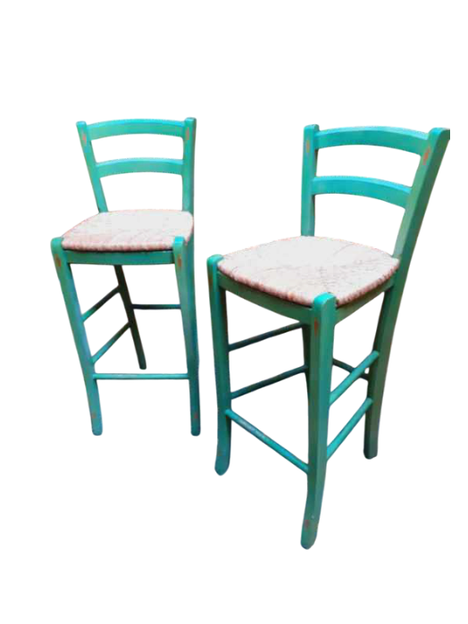 2 chaises / tabourets de bar vert