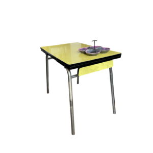 Table Formica jaune et 2 rallonges